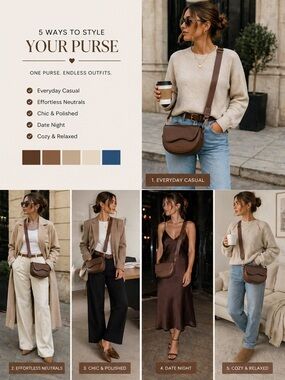 Classic Brown Saddle Crossbody Bag for Women